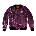 Sydney Sixers Cricket Mascot Sleeve Zip Bomber Jacket Aboriginal Dot Art Pink And Black Tribal Pattern