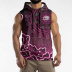 Sydney Sixers Cricket Mascot Sleeveless Hoodie Aboriginal Dot Art Pink And Black Tribal Pattern