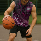 Sydney Sixers Cricket Mascot Sleeveless Hoodie Aboriginal Dot Art Pink And Black Tribal Pattern