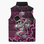 Sydney Sixers Cricket Mascot Sleeveless Puffer Jacket Aboriginal Dot Art Pink And Black Tribal Pattern