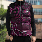 Sydney Sixers Cricket Mascot Sleeveless Puffer Jacket Aboriginal Dot Art Pink And Black Tribal Pattern