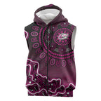 Sydney Sixers Cricket Mascot Sleeveless Zip Hoodie Aboriginal Dot Art Pink And Black Tribal Pattern