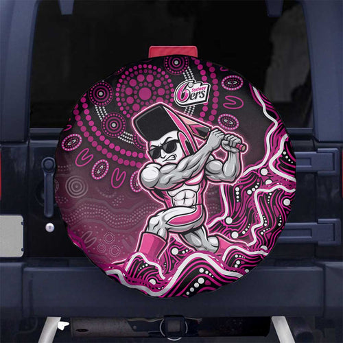 Sydney Sixers Cricket Mascot Spare Tire Cover Aboriginal Dot Art Pink And Black Tribal Pattern