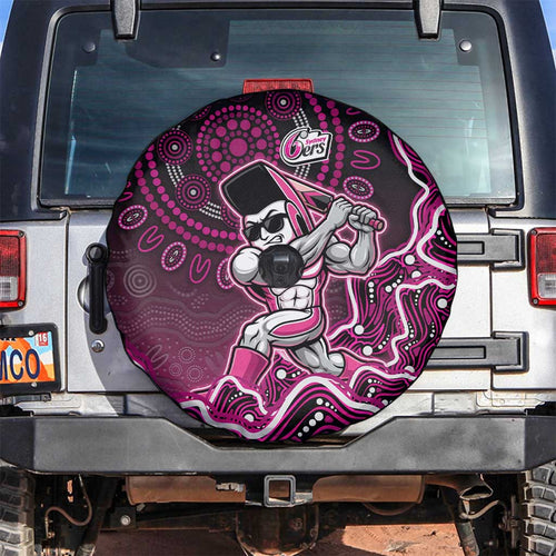 Sydney Sixers Cricket Mascot Spare Tire Cover Aboriginal Dot Art Pink And Black Tribal Pattern
