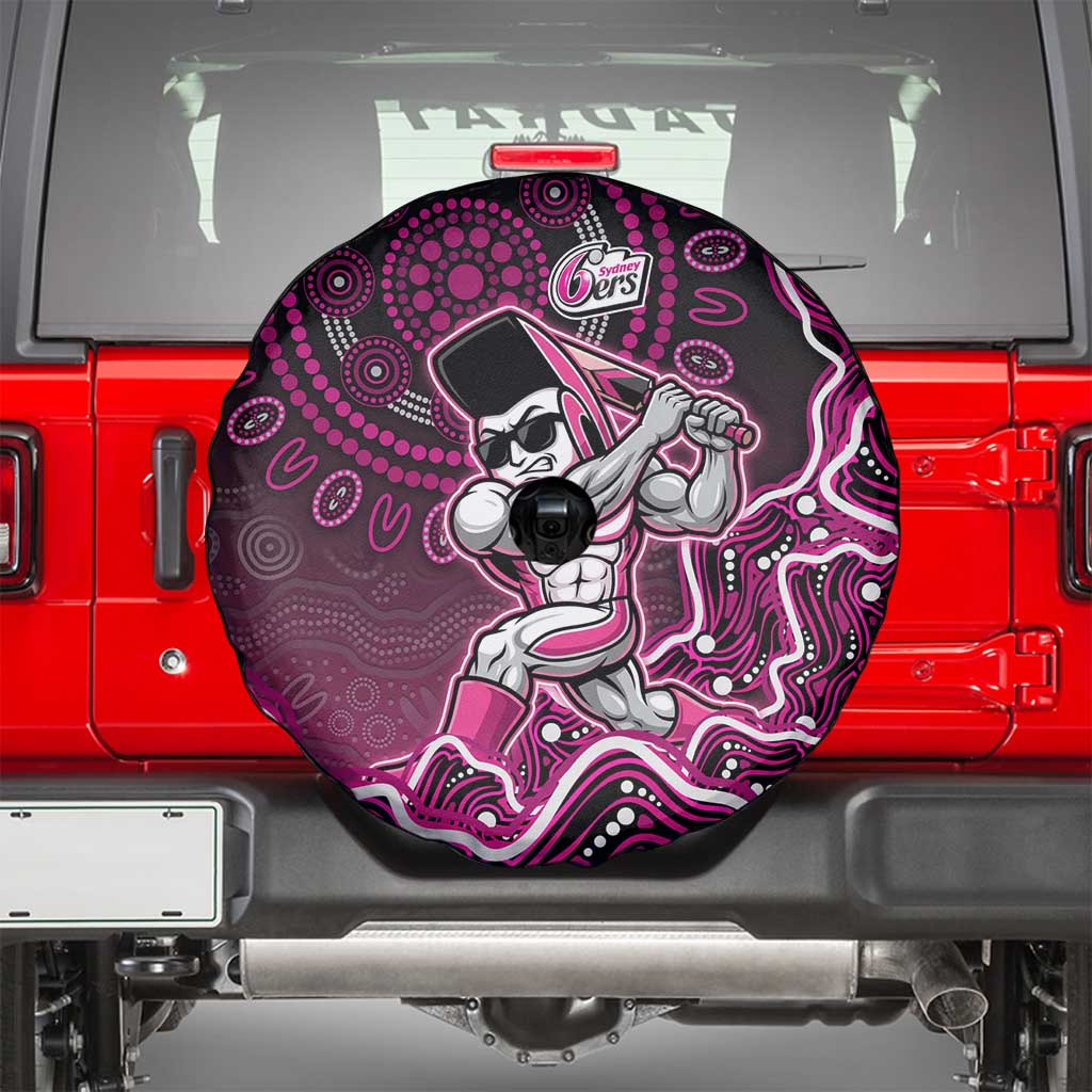 Sydney Sixers Cricket Mascot Spare Tire Cover Aboriginal Dot Art Pink And Black Tribal Pattern