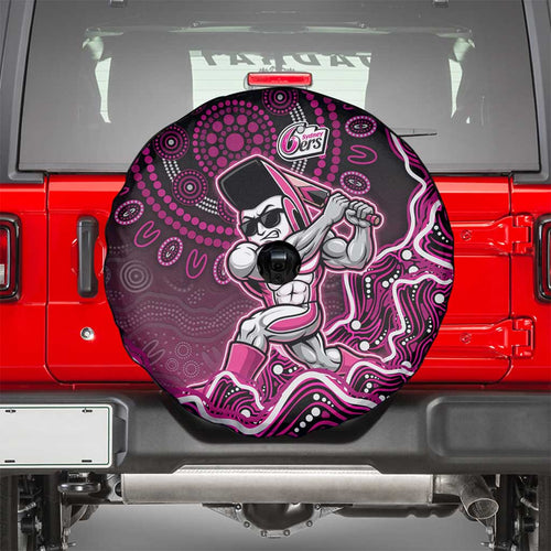 Sydney Sixers Cricket Mascot Spare Tire Cover Aboriginal Dot Art Pink And Black Tribal Pattern