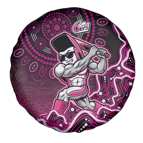 Sydney Sixers Cricket Mascot Spare Tire Cover Aboriginal Dot Art Pink And Black Tribal Pattern