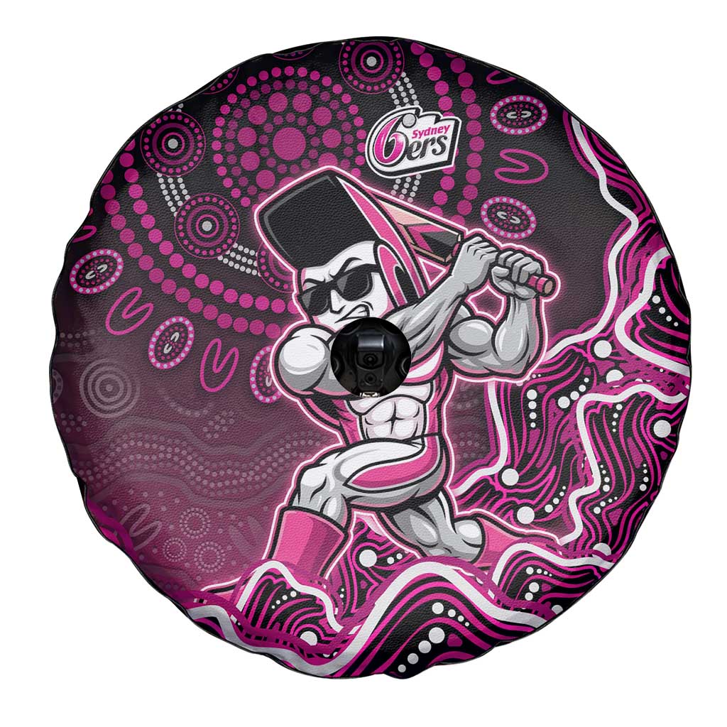 Sydney Sixers Cricket Mascot Spare Tire Cover Aboriginal Dot Art Pink And Black Tribal Pattern