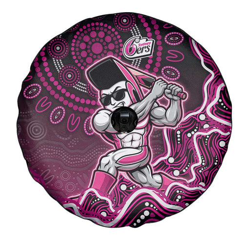 Sydney Sixers Cricket Mascot Spare Tire Cover Aboriginal Dot Art Pink And Black Tribal Pattern