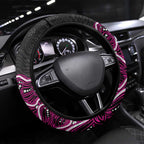 Sydney Sixers Cricket Mascot Steering Wheel Cover Aboriginal Dot Art Pink And Black Tribal Pattern