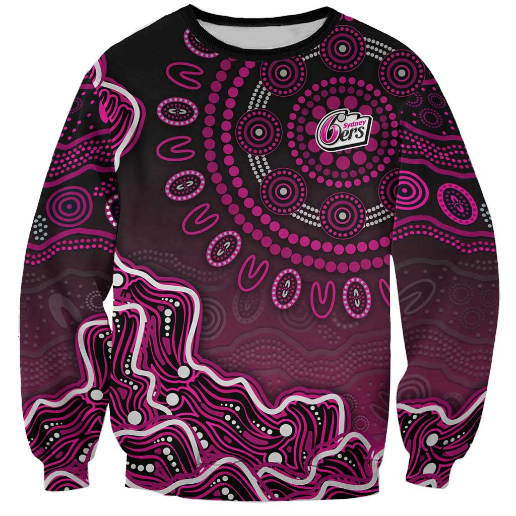 Sydney Sixers Cricket Mascot Sweatshirt Aboriginal Dot Art Pink And Black Tribal Pattern
