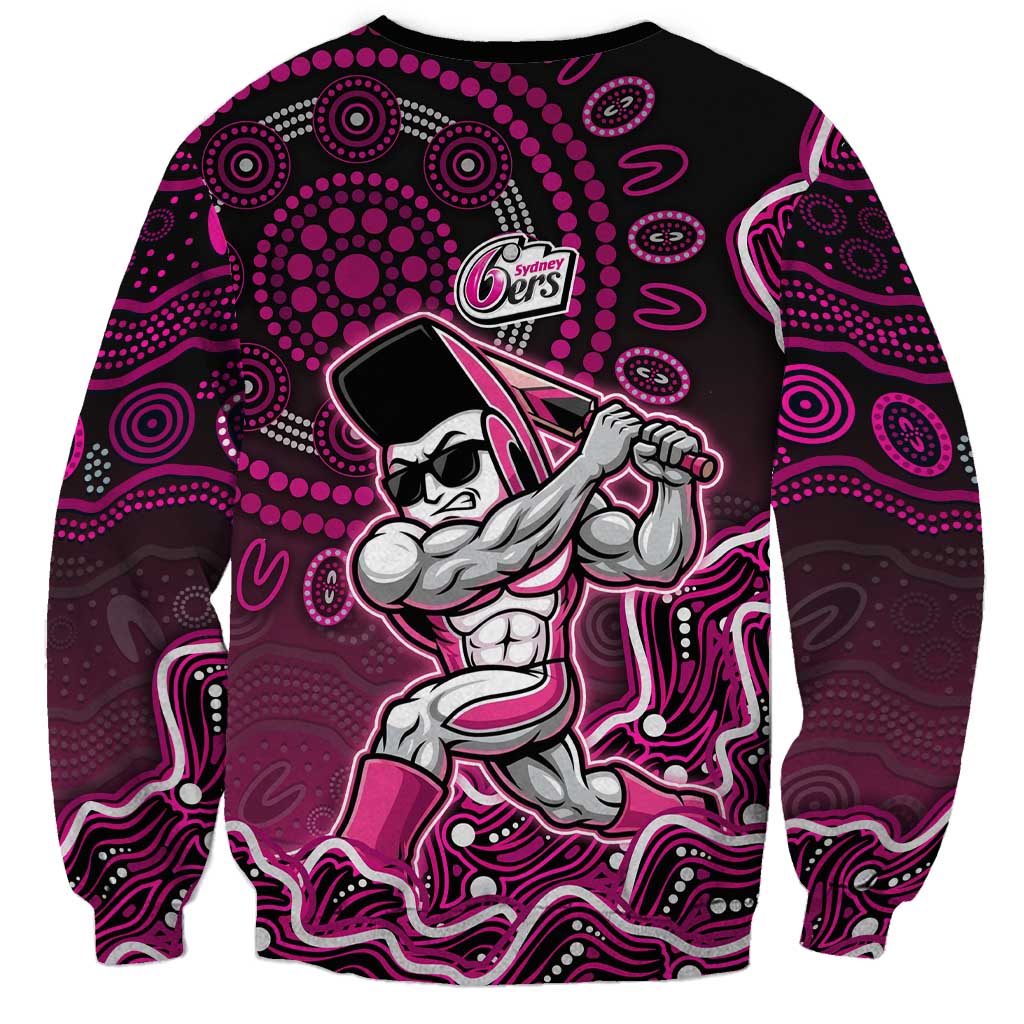 Sydney Sixers Cricket Mascot Sweatshirt Aboriginal Dot Art Pink And Black Tribal Pattern