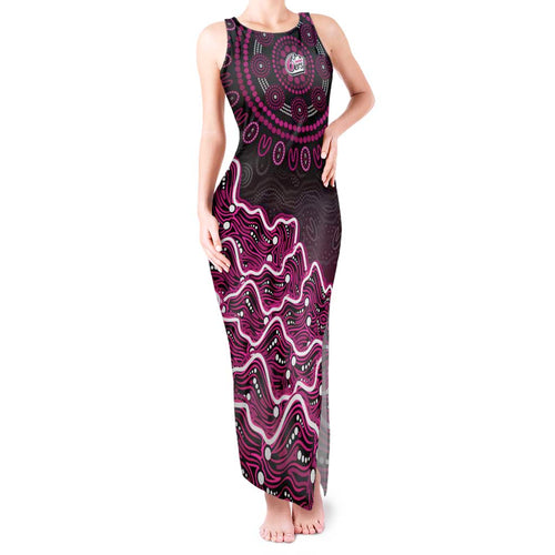 Sydney Sixers Cricket Mascot Tank Maxi Dress Aboriginal Dot Art Pink And Black Tribal Pattern