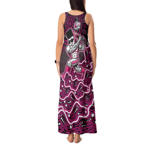 Sydney Sixers Cricket Mascot Tank Maxi Dress Aboriginal Dot Art Pink And Black Tribal Pattern