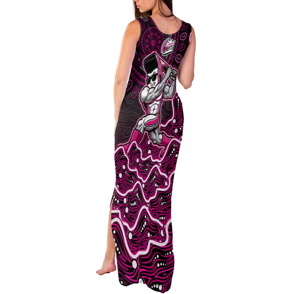 Sydney Sixers Cricket Mascot Tank Maxi Dress Aboriginal Dot Art Pink And Black Tribal Pattern