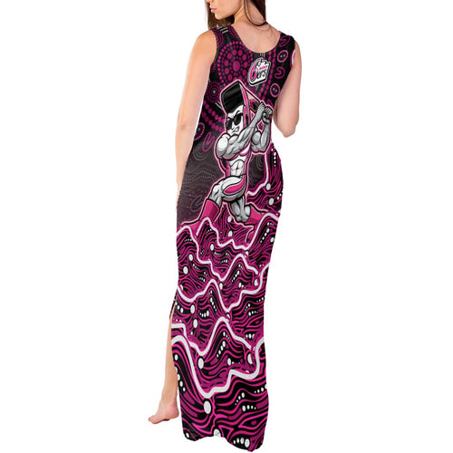 Sydney Sixers Cricket Mascot Tank Maxi Dress Aboriginal Dot Art Pink And Black Tribal Pattern
