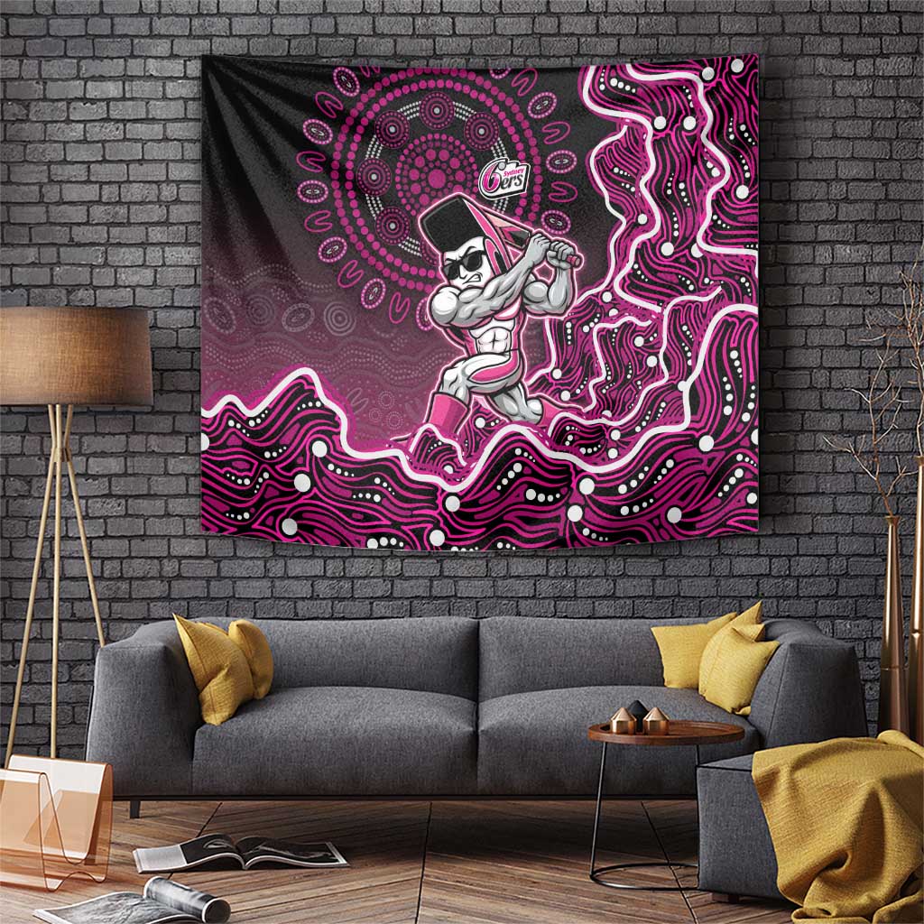 Sydney Sixers Cricket Mascot Tapestry Aboriginal Dot Art Pink And Black Tribal Pattern