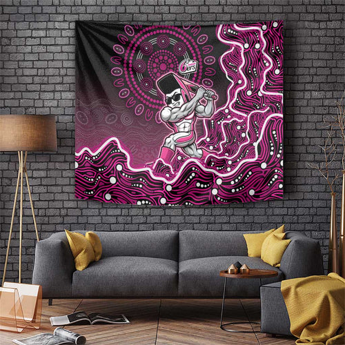 Sydney Sixers Cricket Mascot Tapestry Aboriginal Dot Art Pink And Black Tribal Pattern