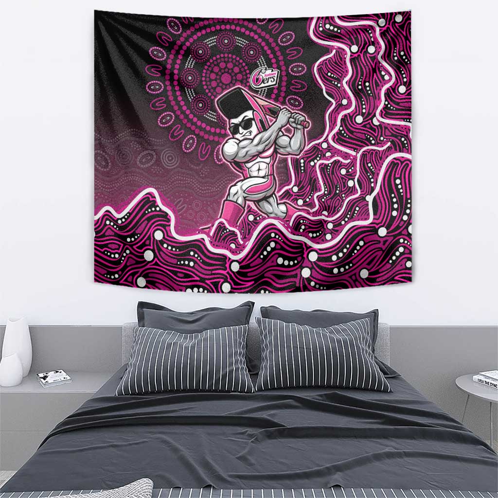 Sydney Sixers Cricket Mascot Tapestry Aboriginal Dot Art Pink And Black Tribal Pattern