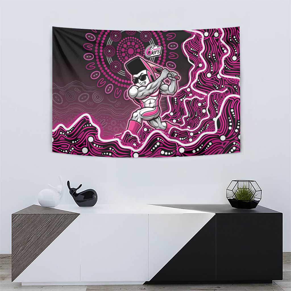 Sydney Sixers Cricket Mascot Tapestry Aboriginal Dot Art Pink And Black Tribal Pattern