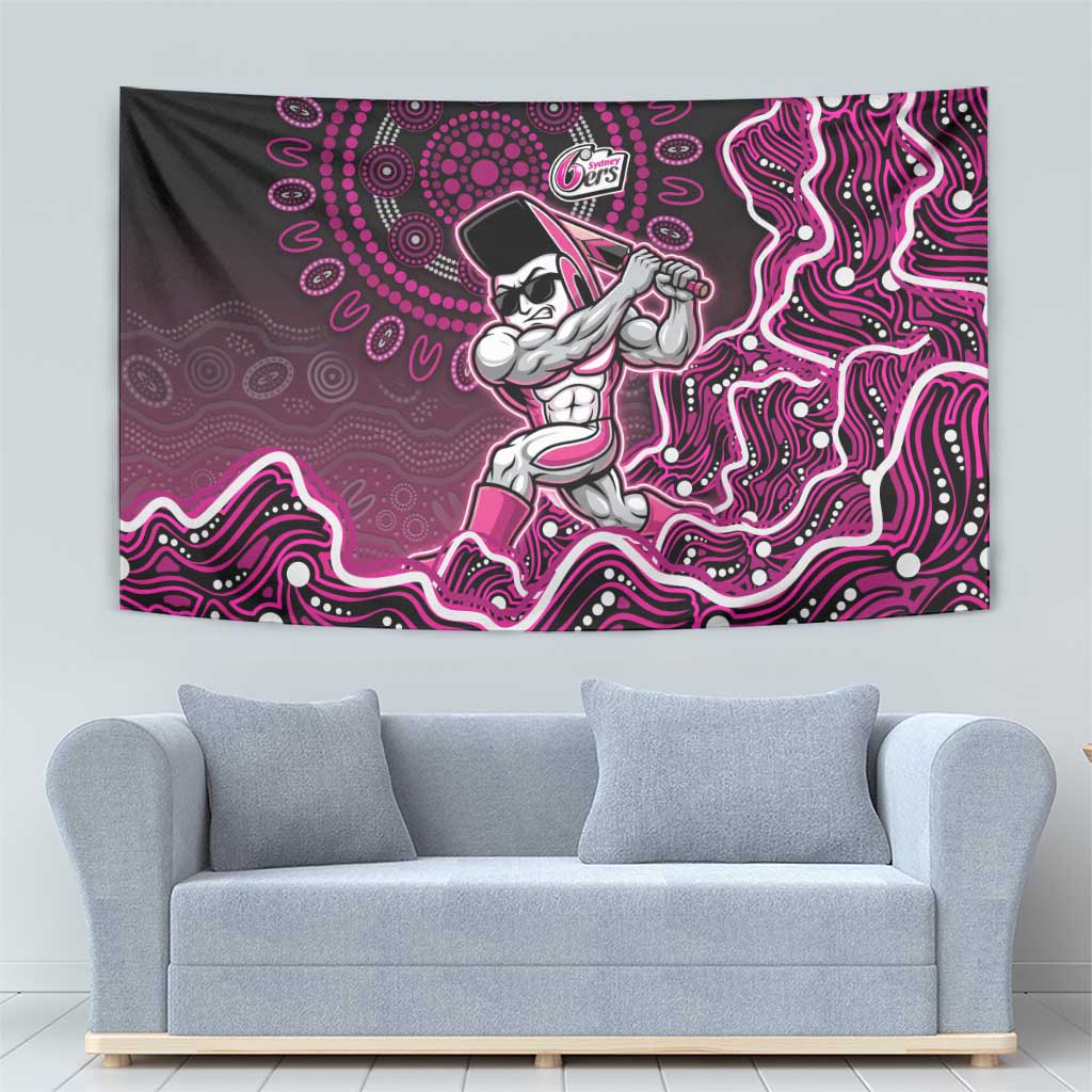 Sydney Sixers Cricket Mascot Tapestry Aboriginal Dot Art Pink And Black Tribal Pattern