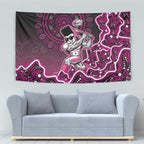 Sydney Sixers Cricket Mascot Tapestry Aboriginal Dot Art Pink And Black Tribal Pattern