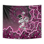 Sydney Sixers Cricket Mascot Tapestry Aboriginal Dot Art Pink And Black Tribal Pattern
