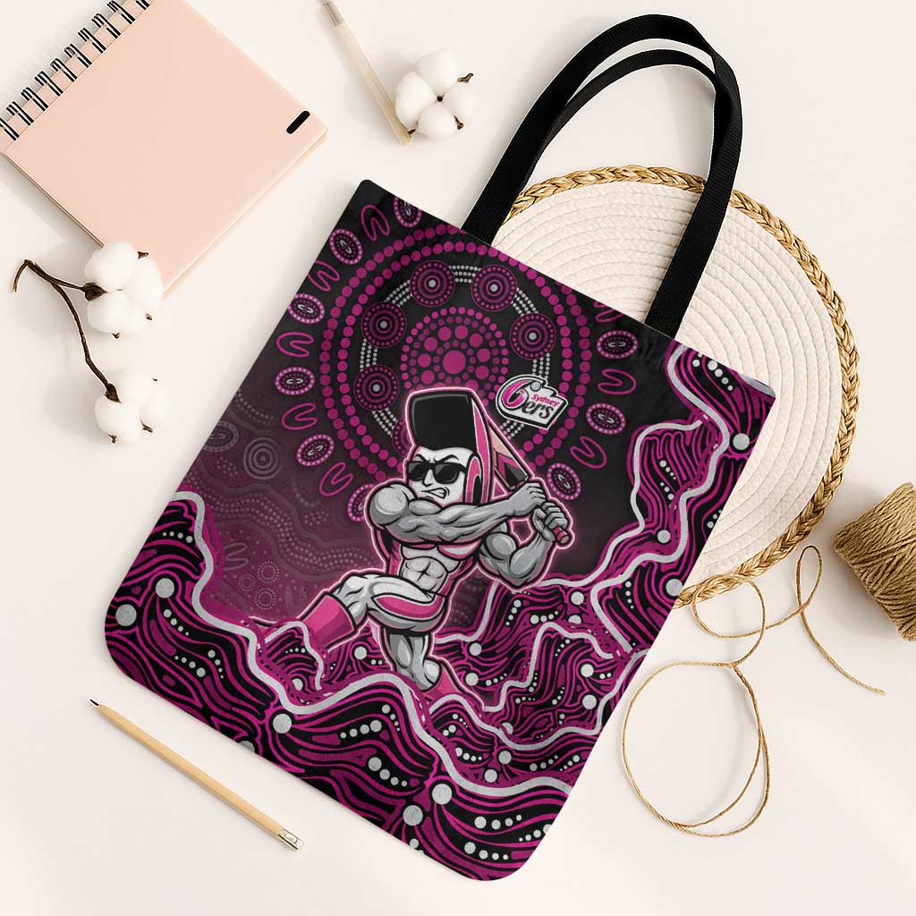 Sydney Sixers Cricket Mascot Tote Bag Aboriginal Dot Art Pink And Black Tribal Pattern