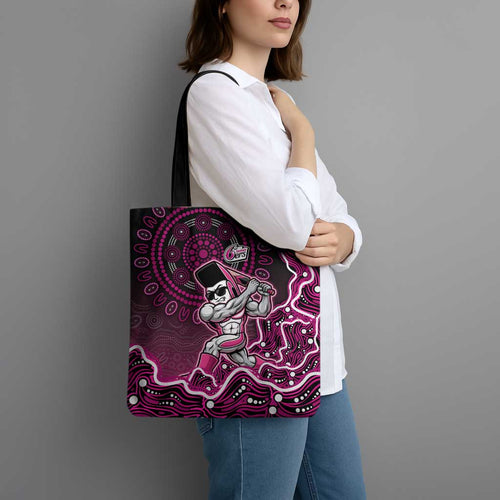Sydney Sixers Cricket Mascot Tote Bag Aboriginal Dot Art Pink And Black Tribal Pattern