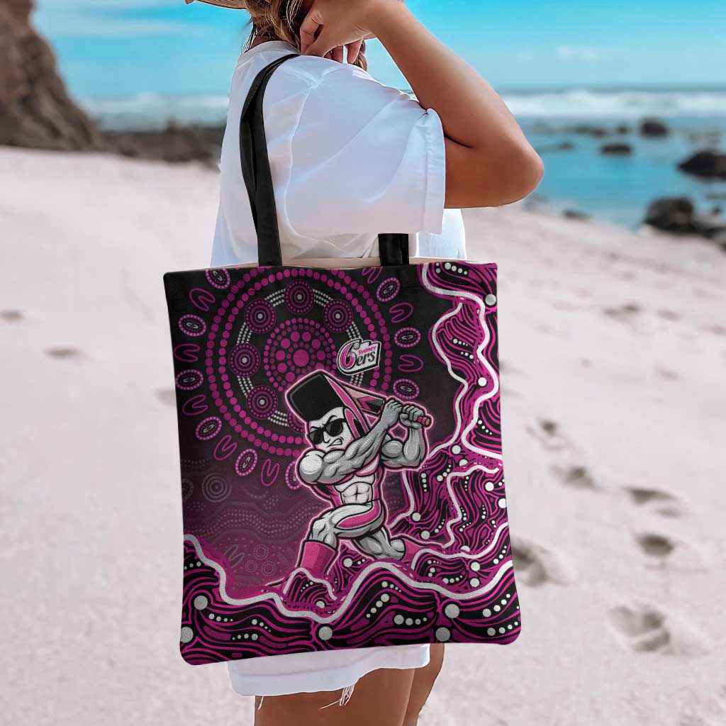 Sydney Sixers Cricket Mascot Tote Bag Aboriginal Dot Art Pink And Black Tribal Pattern
