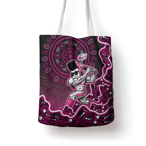 Sydney Sixers Cricket Mascot Tote Bag Aboriginal Dot Art Pink And Black Tribal Pattern