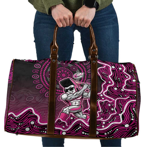Sydney Sixers Cricket Mascot Travel Bag Aboriginal Dot Art Pink And Black Tribal Pattern