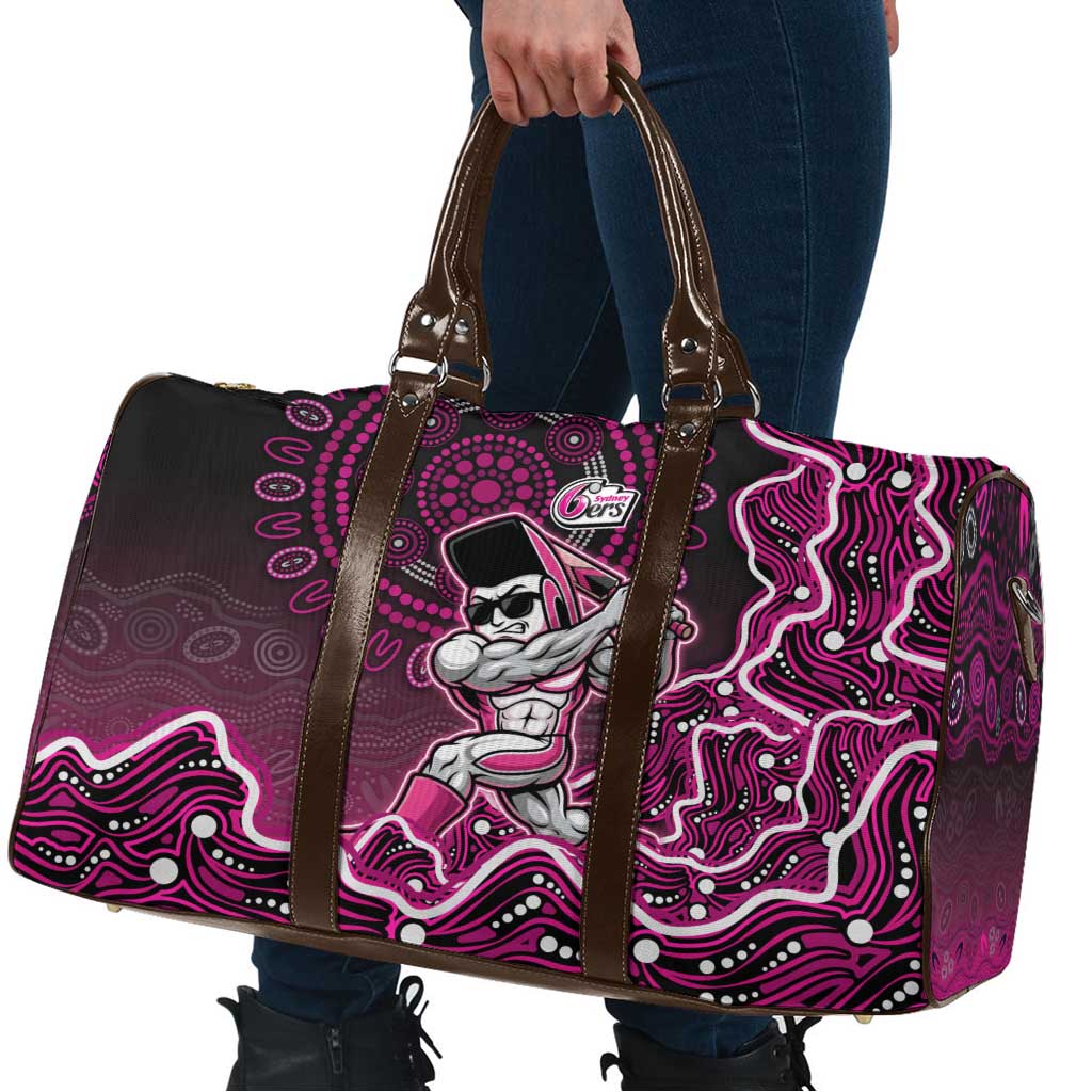 Sydney Sixers Cricket Mascot Travel Bag Aboriginal Dot Art Pink And Black Tribal Pattern