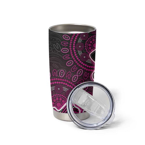 Sydney Sixers Cricket Mascot Tumbler Cup Aboriginal Dot Art Pink And Black Tribal Pattern