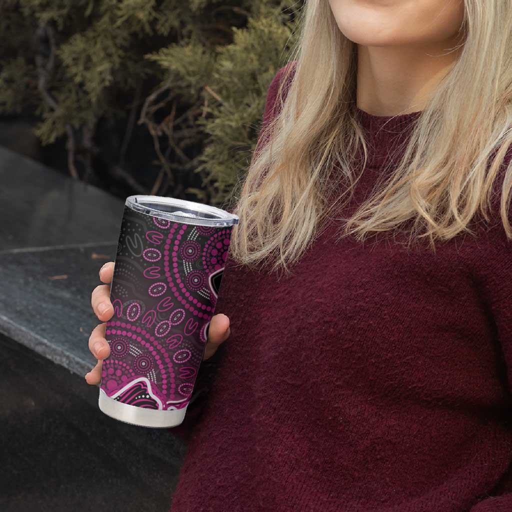 Sydney Sixers Cricket Mascot Tumbler Cup Aboriginal Dot Art Pink And Black Tribal Pattern