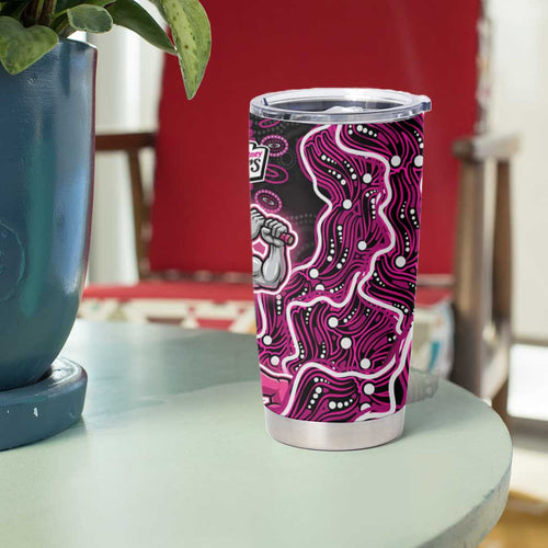 Sydney Sixers Cricket Mascot Tumbler Cup Aboriginal Dot Art Pink And Black Tribal Pattern