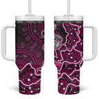 Sydney Sixers Cricket Mascot Tumbler With Handle Aboriginal Dot Art Pink And Black Tribal Pattern