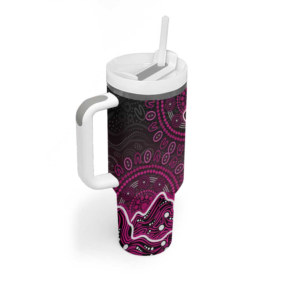Sydney Sixers Cricket Mascot Tumbler With Handle Aboriginal Dot Art Pink And Black Tribal Pattern