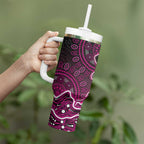 Sydney Sixers Cricket Mascot Tumbler With Handle Aboriginal Dot Art Pink And Black Tribal Pattern