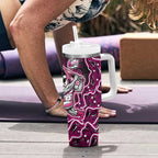 Sydney Sixers Cricket Mascot Tumbler With Handle Aboriginal Dot Art Pink And Black Tribal Pattern