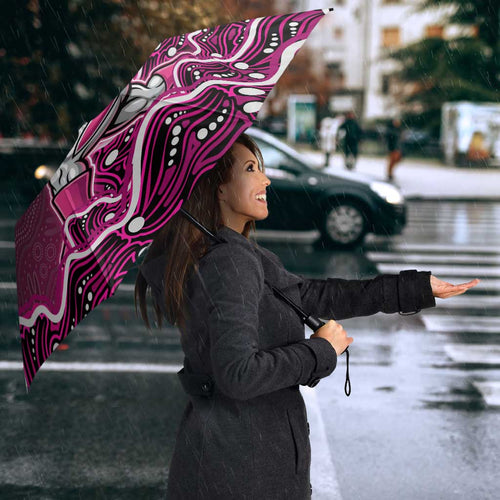 Sydney Sixers Cricket Mascot Umbrella Aboriginal Dot Art Pink And Black Tribal Pattern