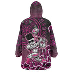 Sydney Sixers Cricket Mascot Wearable Blanket Hoodie Aboriginal Dot Art Pink And Black Tribal Pattern