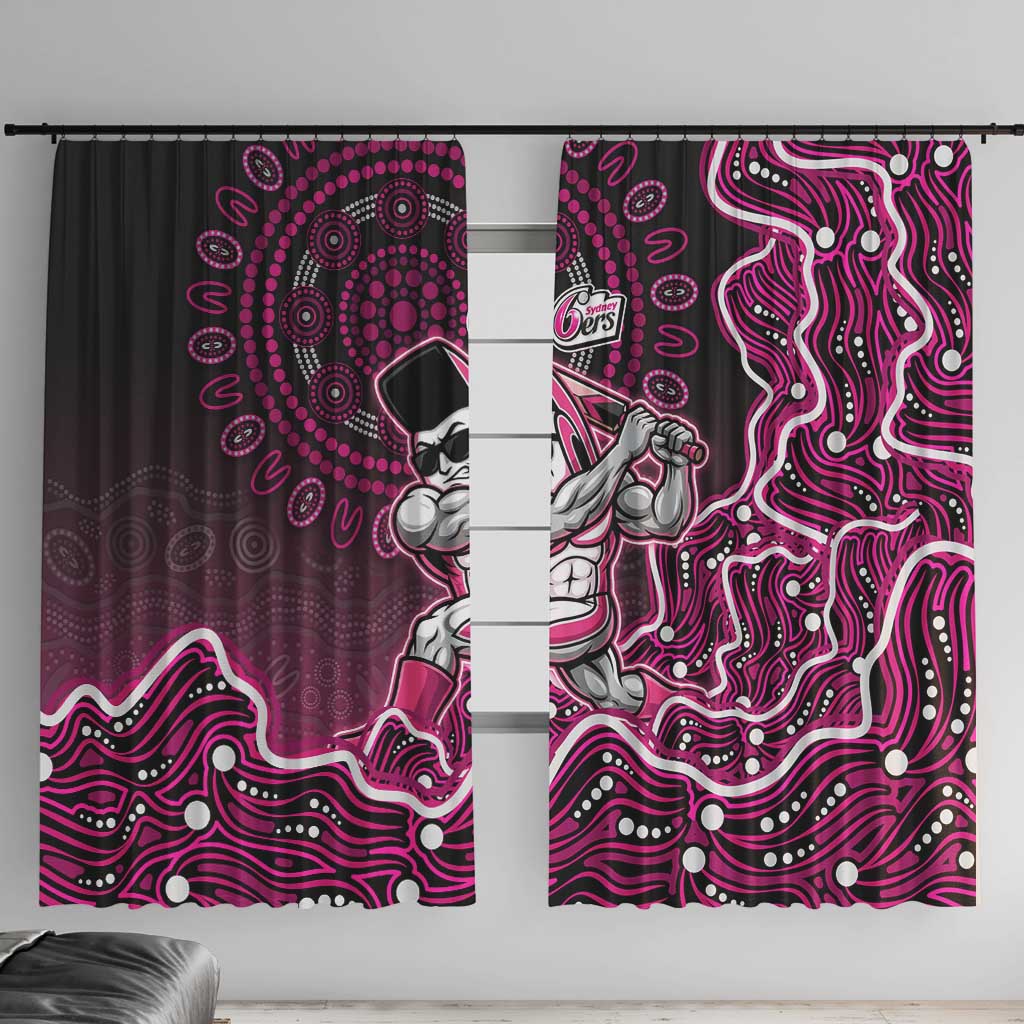 Sydney Sixers Cricket Mascot Window Curtain Aboriginal Dot Art Pink And Black Tribal Pattern