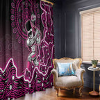 Sydney Sixers Cricket Mascot Window Curtain Aboriginal Dot Art Pink And Black Tribal Pattern