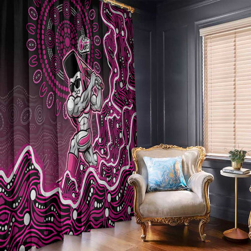 Sydney Sixers Cricket Mascot Window Curtain Aboriginal Dot Art Pink And Black Tribal Pattern