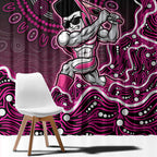 Sydney Sixers Cricket Mascot Window Curtain Aboriginal Dot Art Pink And Black Tribal Pattern
