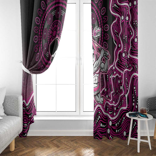 Sydney Sixers Cricket Mascot Window Curtain Aboriginal Dot Art Pink And Black Tribal Pattern