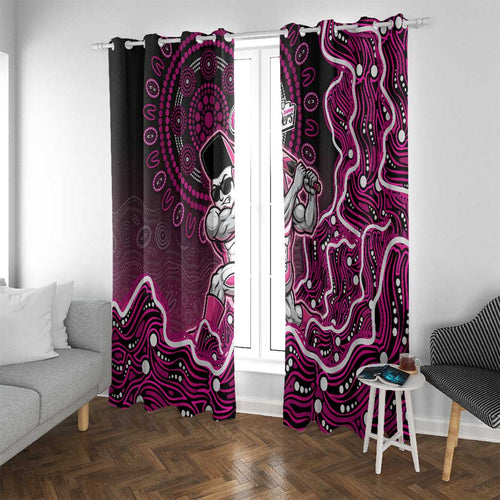 Sydney Sixers Cricket Mascot Window Curtain Aboriginal Dot Art Pink And Black Tribal Pattern