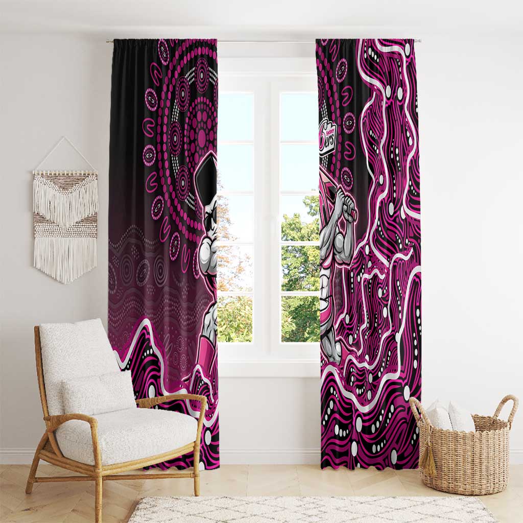 Sydney Sixers Cricket Mascot Window Curtain Aboriginal Dot Art Pink And Black Tribal Pattern