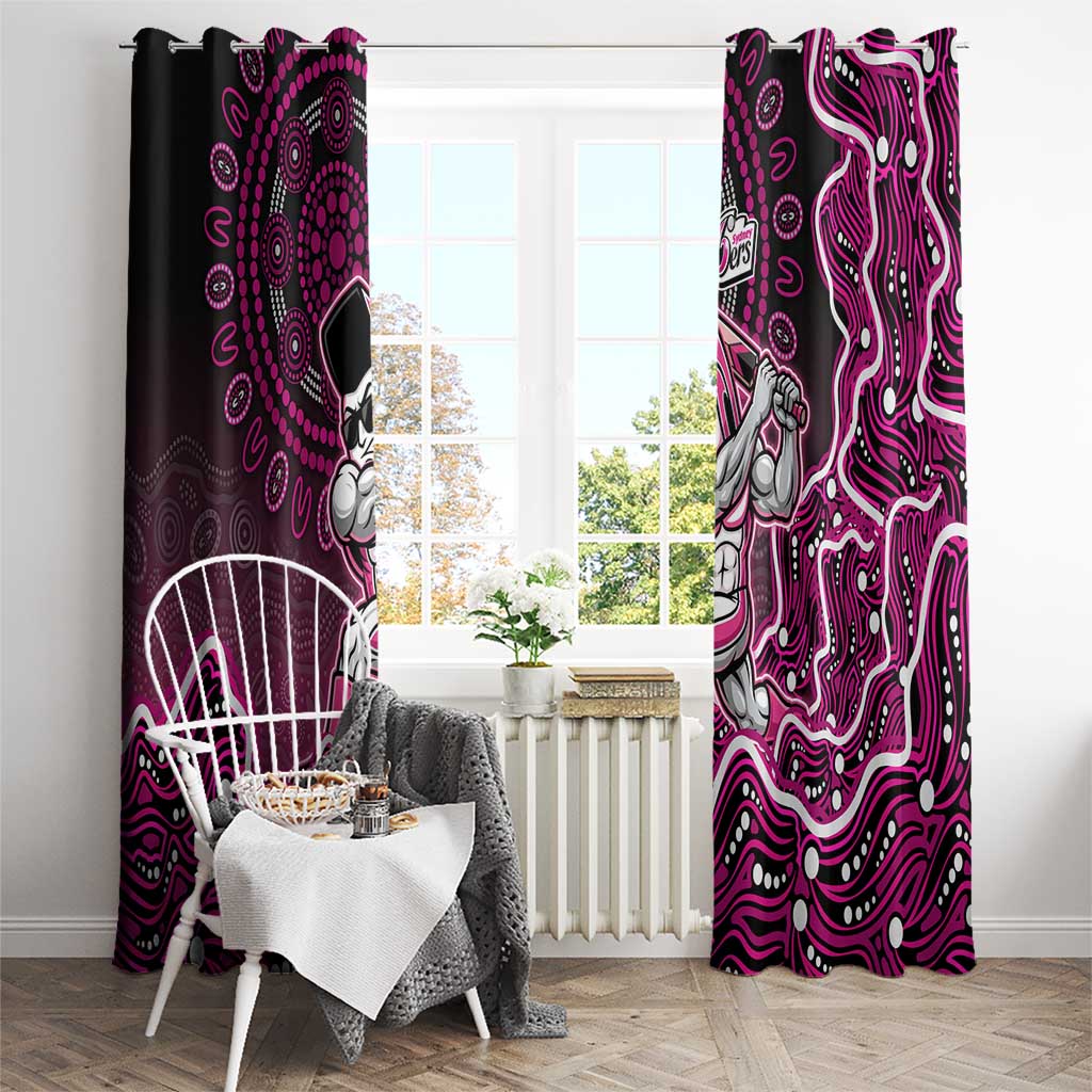 Sydney Sixers Cricket Mascot Window Curtain Aboriginal Dot Art Pink And Black Tribal Pattern